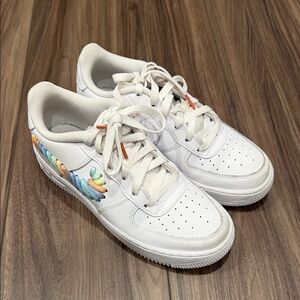 Nike Kids White Sneakers with Multicolor Details